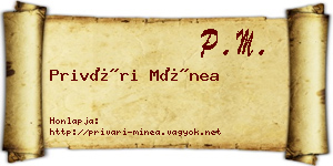 Privári Mínea névjegykártya